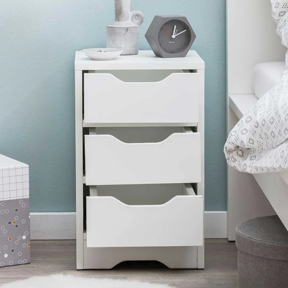 Günstige Nachtkommode mit drei Schubladen - Jian^Wohnen