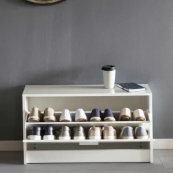 Wohnen Günstige Schuhbank in Weiß mit Klappe Same 80 cm breit