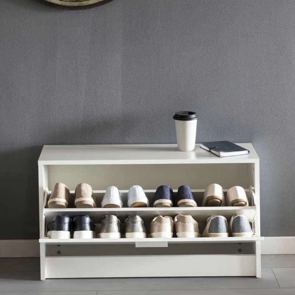 Wohnen Günstige Schuhbank in Weiß mit Klappe Same 80 cm breit