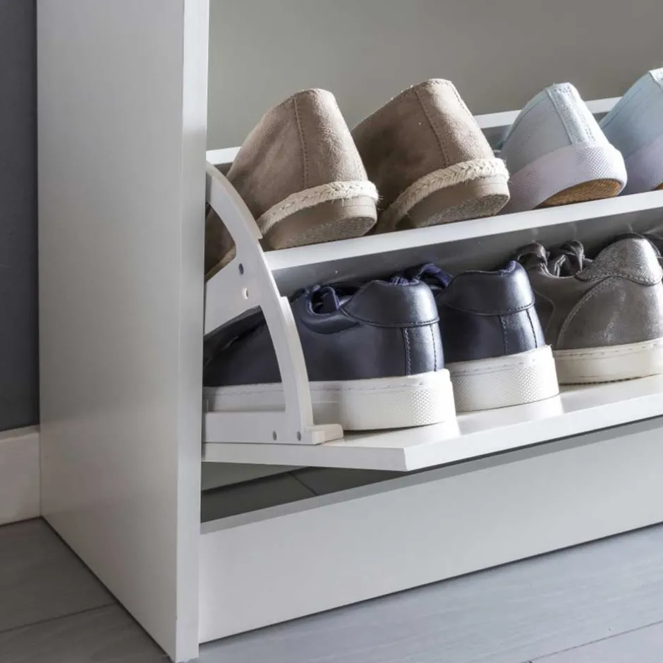 Wohnen Günstige Schuhbank in Weiß mit Klappe Same 80 cm breit