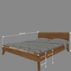 Wohnen Günstiges Kernbuche Bett aus Massivholz - Junola