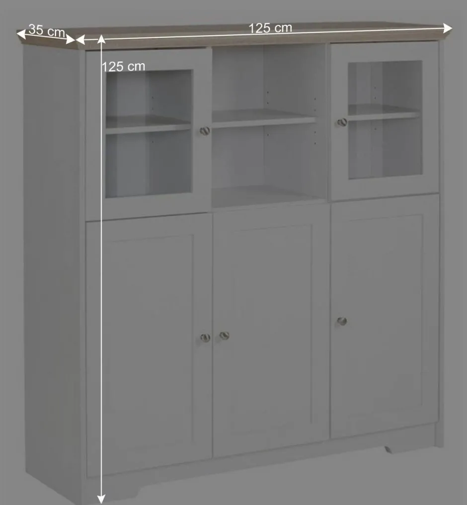 Wohnen Günstiges Landhaus Highboard 125x125x35 - Akedra
