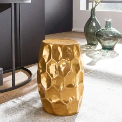 Wohnen Gold lackierter Metalltisch 30x47x30 - Susepa