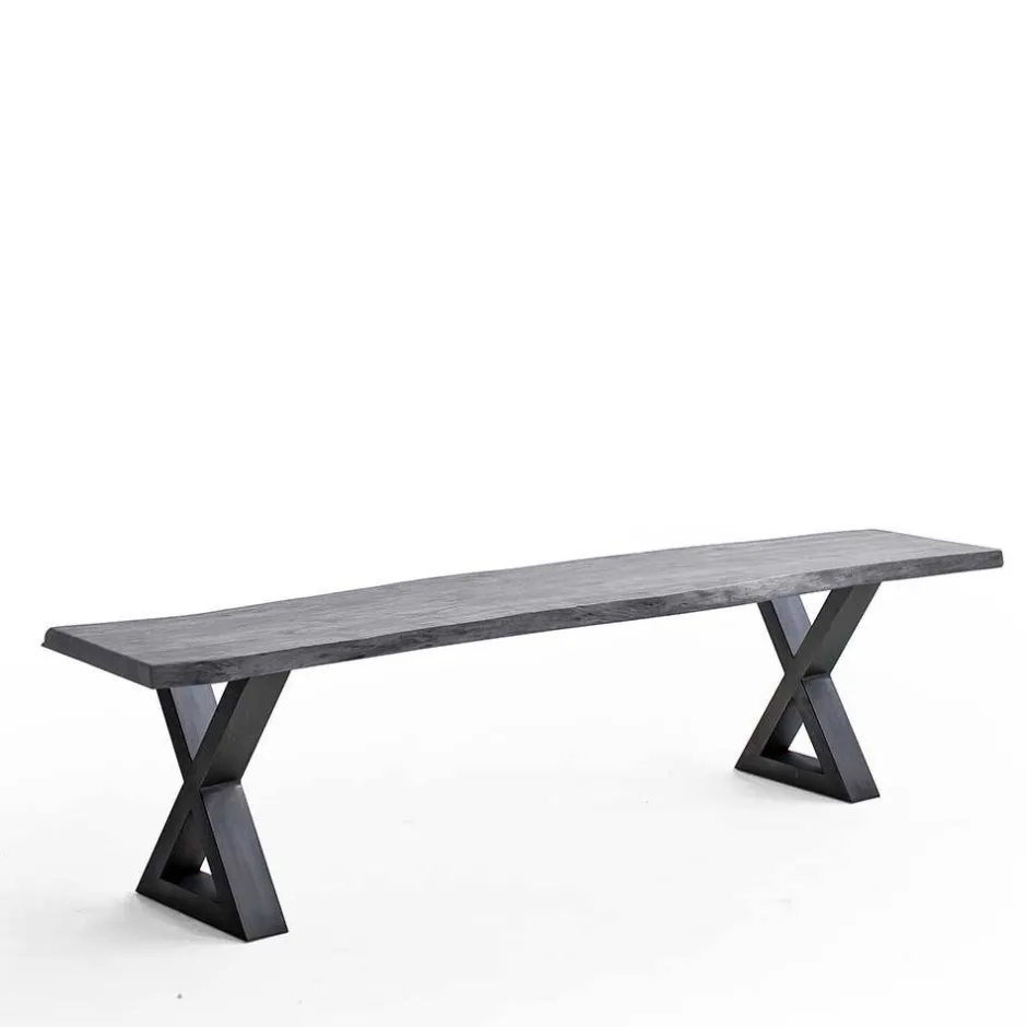 Wohnen Graue Baumkantenbank in Akazie massiv - Lenia