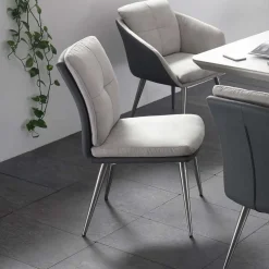 Graue Esszimmerstühle Casalin mit Edelstahl Gestell (2er Set)^Wohnen Outlet