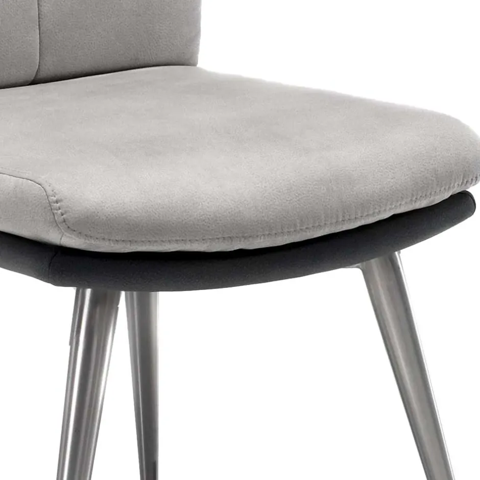 Graue Esszimmerstühle Casalin mit Edelstahl Gestell (2er Set)^Wohnen Outlet