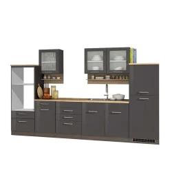 Wohnen Graue Hochglanz Küche als Leerblock - Bozenia III (zehnteilig)