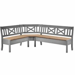 Graue Holz Eckbank Jytte mit Truhe^Wohnen Clearance