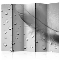 Graue Raumteiler Wand mit Feder & Tropfen - Lornas^Wohnen Sale