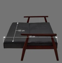 Graue Samt Bettcouch mit Holzgestell - Farala^Wohnen Discount