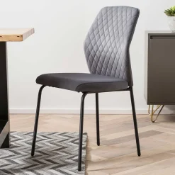 Graue Samtstühle mit Gestell aus Metall - Sharkas (2er Set)^Wohnen Outlet