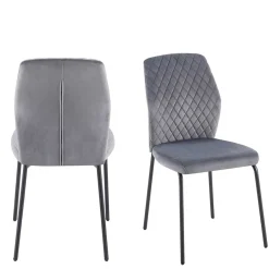 Graue Samtstühle mit Gestell aus Metall - Sharkas (2er Set)^Wohnen Outlet