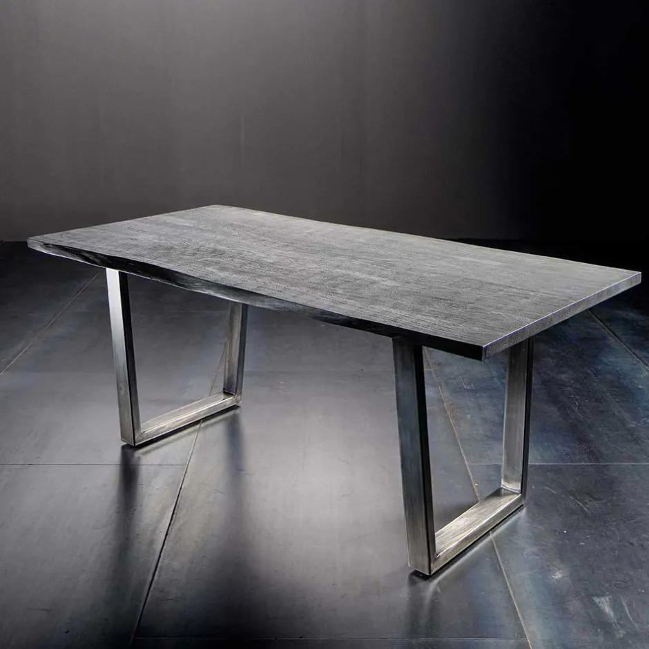 Wohnen Grauer Baumkanten Esstisch Risa im Loft Style