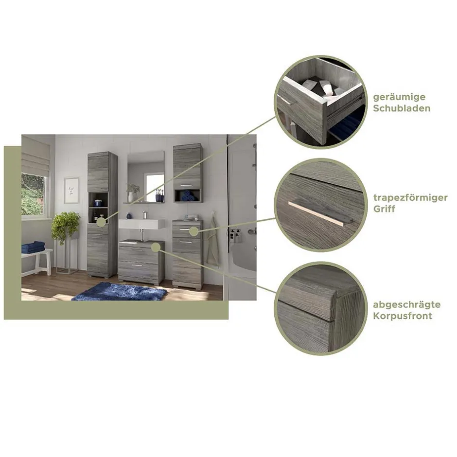 Wohnen Grauer Hängeschrank mit Tür und Fach - Baloon