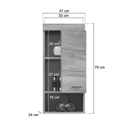 Wohnen Grauer Hängeschrank mit Tür und Fach - Baloon