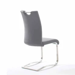 Grauer Lederstuhl mit Edelstahl - Yetarra (2er Set)^Wohnen Clearance