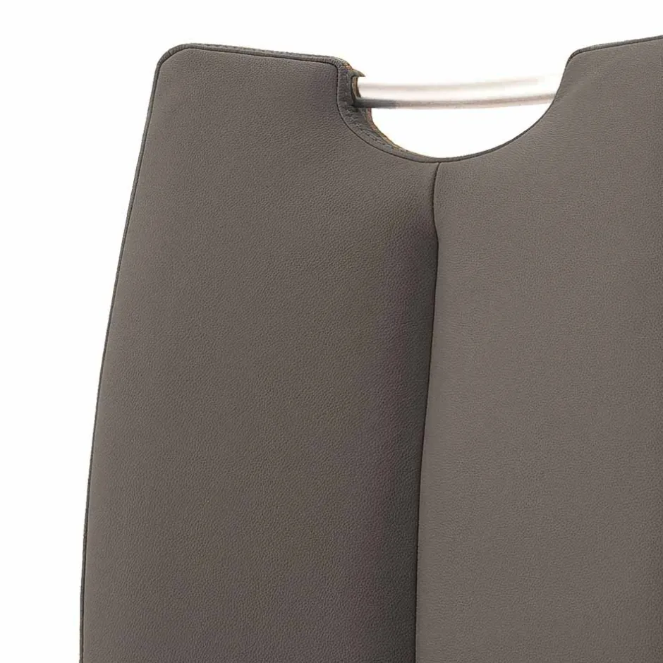 Grauer Lederstuhl mit Edelstahl - Yetarra (2er Set)^Wohnen Clearance