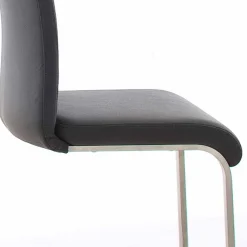 Grauer Lederstuhl mit Edelstahl - Yetarra (2er Set)^Wohnen Clearance