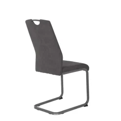 Wohnen Grauer Microfaser Stuhl mit Schwingfuß - Racelyn (Set)