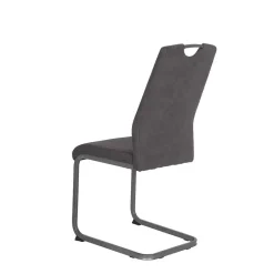 Wohnen Grauer Microfaser Stuhl mit Schwingfuß - Racelyn (Set)