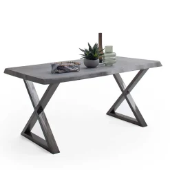 Grauer Naturkantentisch mit X-Beinen - Tyrelia^Wohnen Clearance