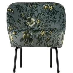 Grauer Polstersessel mit Blumen Muster Melissa im Retro Look^Wohnen Online