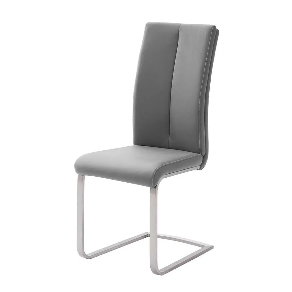 Wohnen Grauer Polsterstuhl für den Esstisch Cimbaly mit Schwinggestell (4er Set)