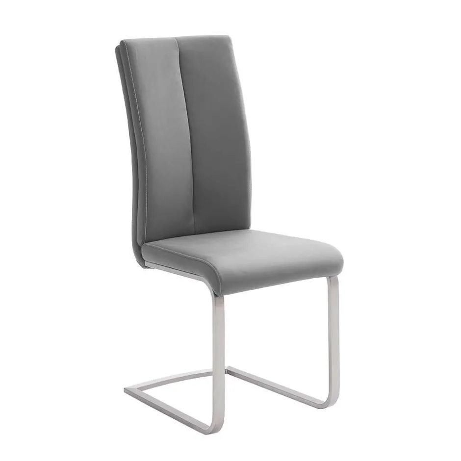Wohnen Grauer Polsterstuhl für den Esstisch Cimbaly mit Schwinggestell (4er Set)