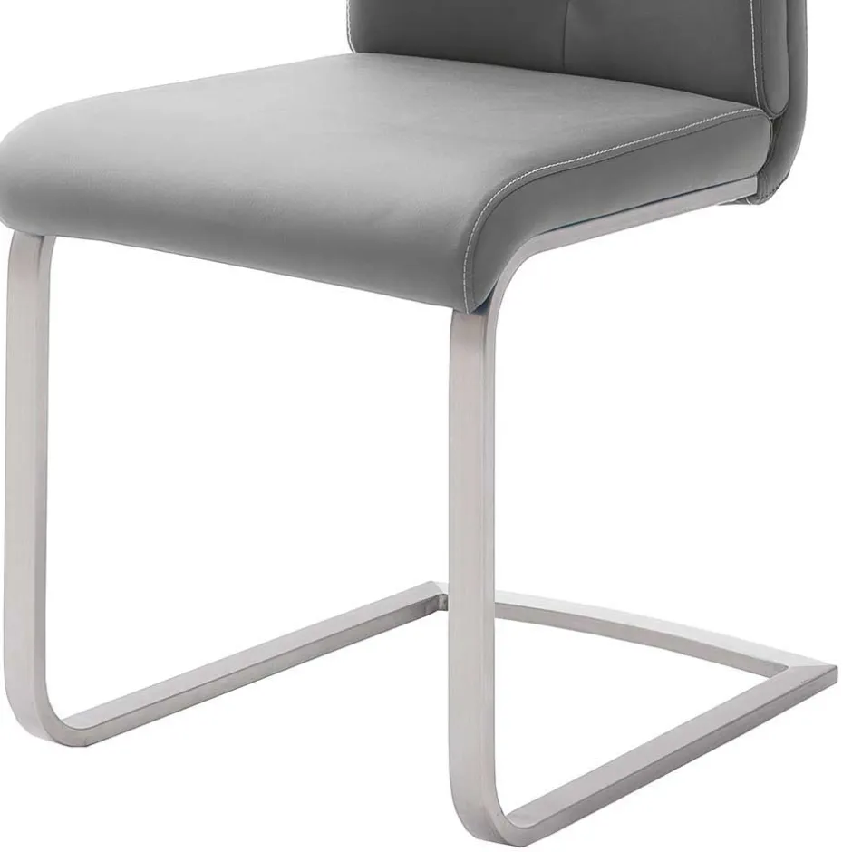Wohnen Grauer Polsterstuhl für den Esstisch Cimbaly mit Schwinggestell (4er Set)
