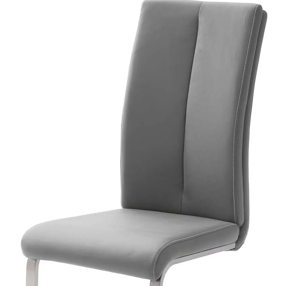 Wohnen Grauer Polsterstuhl für den Esstisch Cimbaly mit Schwinggestell (4er Set)