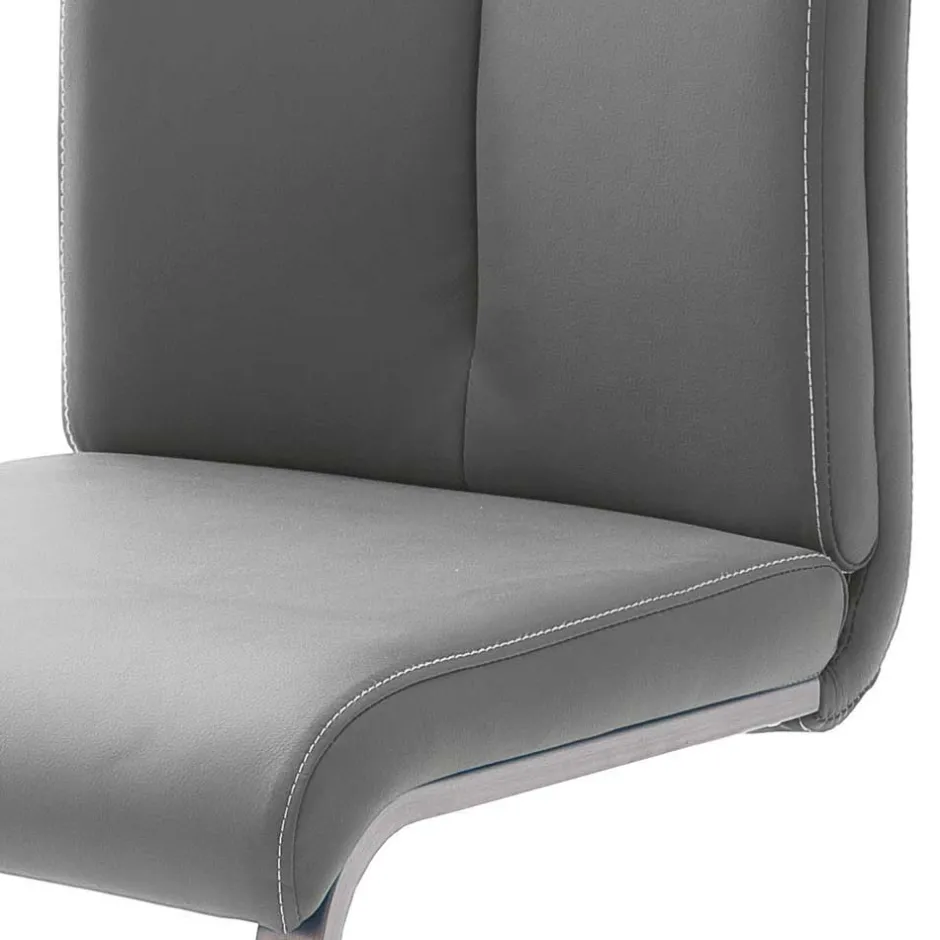 Wohnen Grauer Polsterstuhl für den Esstisch Cimbaly mit Schwinggestell (4er Set)