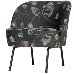 Grauer Samt Sessel mit Tulpen Lila - Kiyoshi^Wohnen