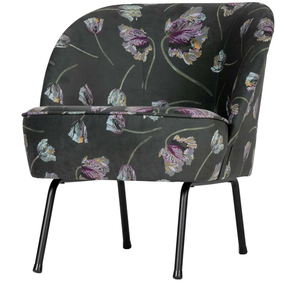 Grauer Samt Sessel mit Tulpen Lila - Kiyoshi^Wohnen