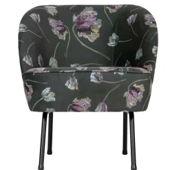 Grauer Samt Sessel mit Tulpen Lila - Kiyoshi^Wohnen