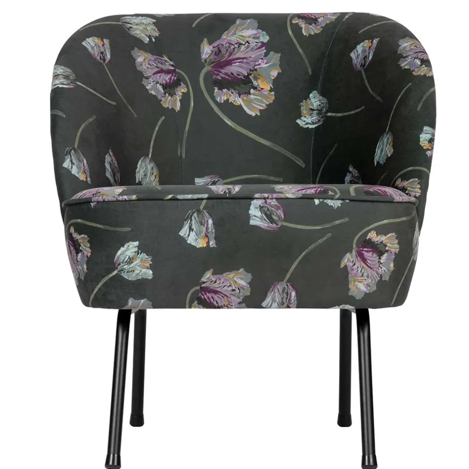 Grauer Samt Sessel mit Tulpen Lila - Kiyoshi^Wohnen