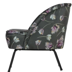 Grauer Samt Sessel mit Tulpen Lila - Kiyoshi^Wohnen