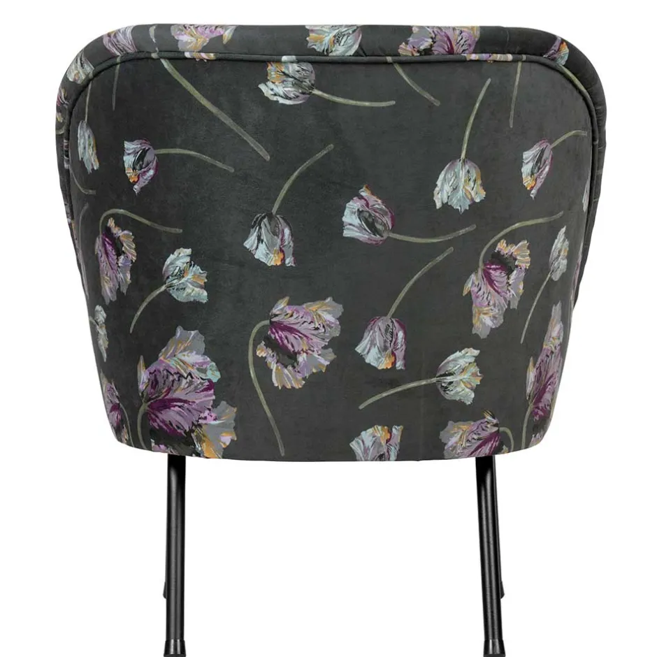 Grauer Samt Sessel mit Tulpen Lila - Kiyoshi^Wohnen