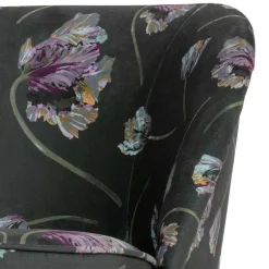 Grauer Samt Sessel mit Tulpen Lila - Kiyoshi^Wohnen