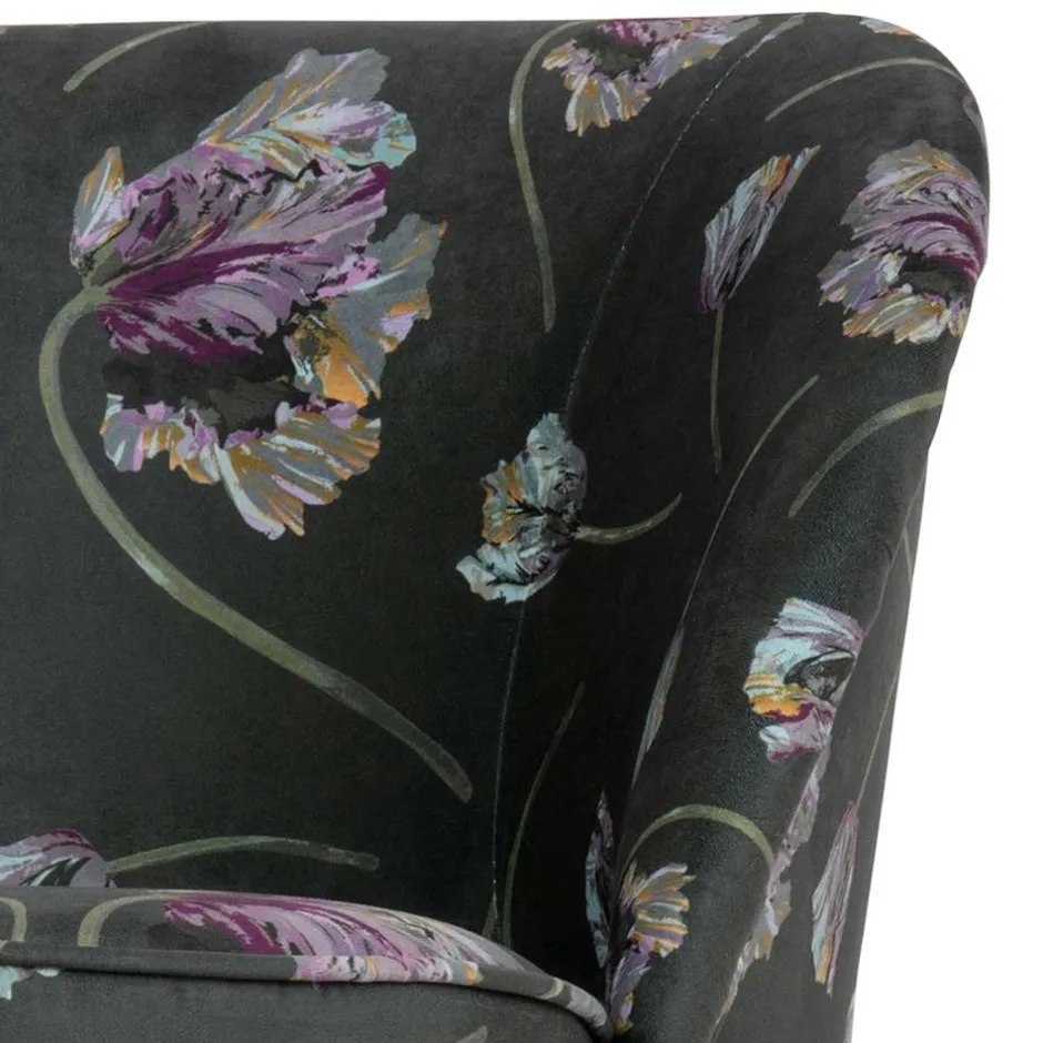 Grauer Samt Sessel mit Tulpen Lila - Kiyoshi^Wohnen