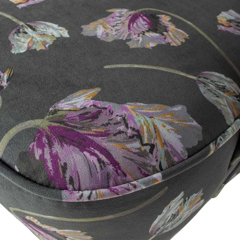 Grauer Samt Sessel mit Tulpen Lila - Kiyoshi^Wohnen