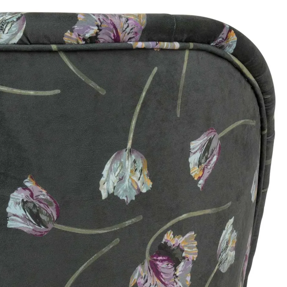 Grauer Samt Sessel mit Tulpen Lila - Kiyoshi^Wohnen