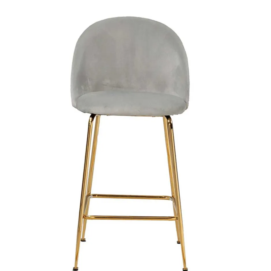 Grauer Samt-Barstuhl im Retro Look - Hovalta (2er Set)^Wohnen