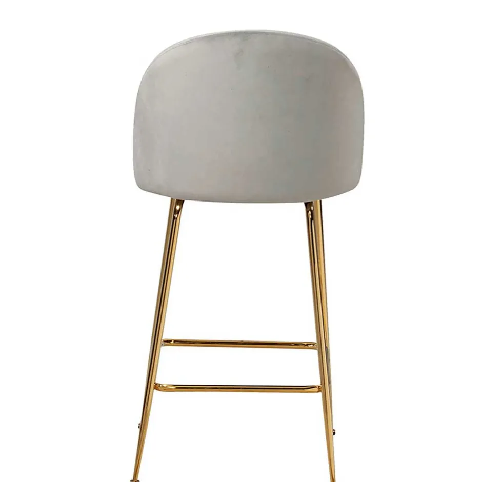 Grauer Samt-Barstuhl im Retro Look - Hovalta (2er Set)^Wohnen