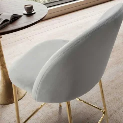 Grauer Samt-Barstuhl im Retro Look - Hovalta (2er Set)^Wohnen