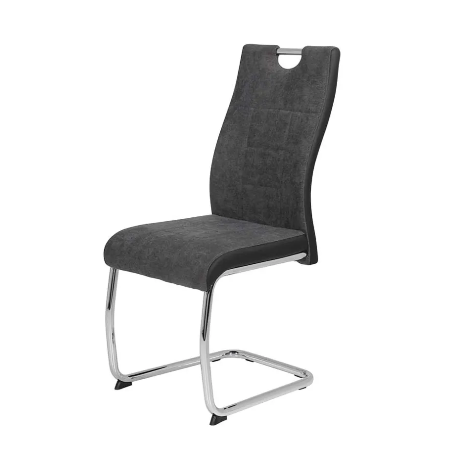 Grauer Schwingstuhl mit Material Mix - Parvello (Set)^Wohnen Hot