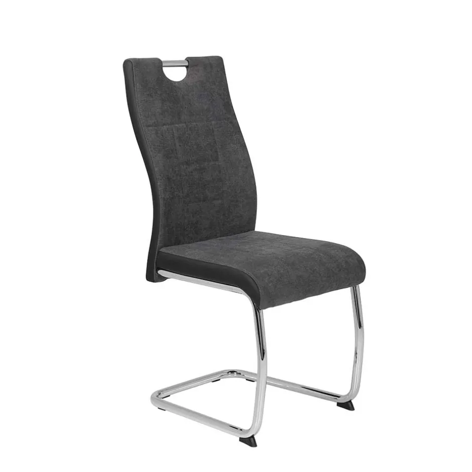 Grauer Schwingstuhl mit Material Mix - Parvello (Set)^Wohnen Hot