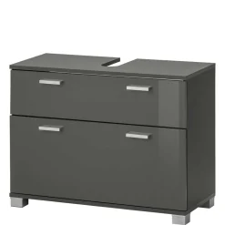 Grauer Unterschrank fürs Waschbecken Hochglanz - Ulivia^Wohnen