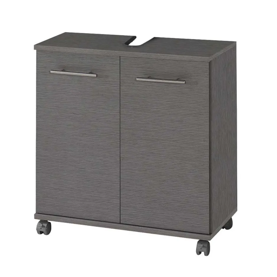 Wohnen Grauer Waschbecken Schrank auf Rollen - Invicalo