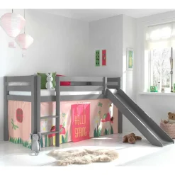 Kinder Wohnen Graues Kinderzimmer Hochbett mit Rutsche - Eldrida