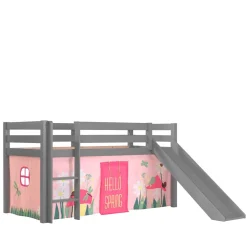 Kinder Wohnen Graues Kinderzimmer Hochbett mit Rutsche - Eldrida